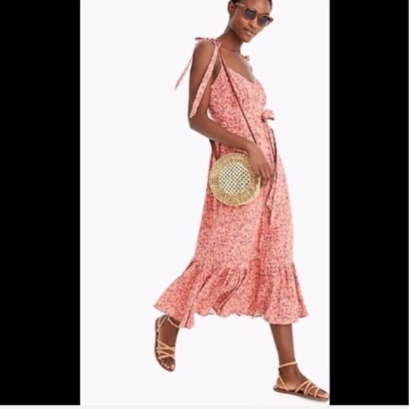 J. Crew button dress midi ruffle hem 6 NWT - Picture 4 of 10